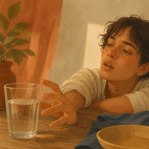 A friendly illustration showing thirsty