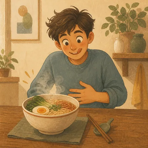 A friendly illustration showing hungry
