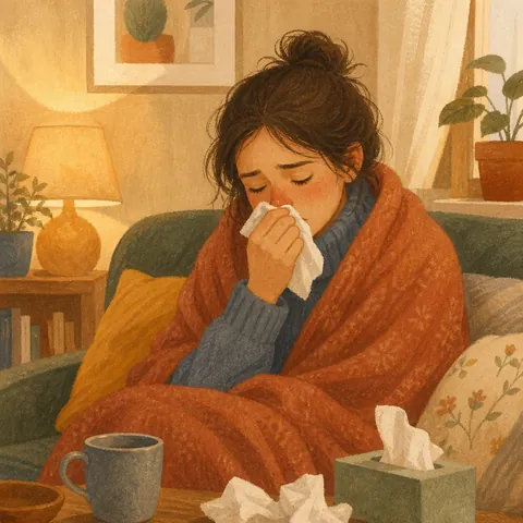 A friendly illustration showing a cold