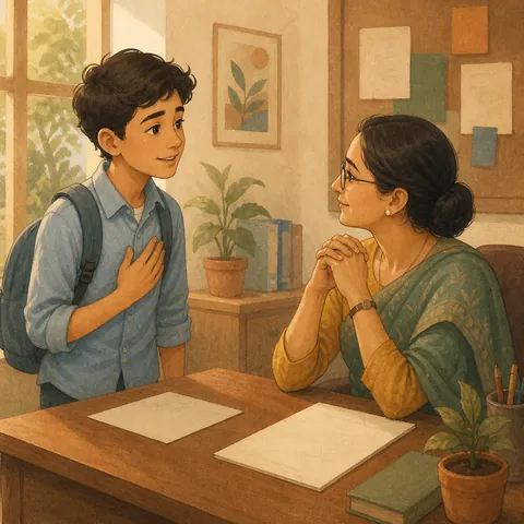 A friendly illustration showing to ask for leave