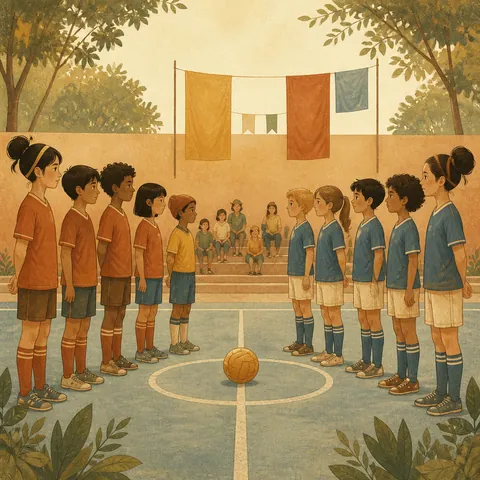 A friendly illustration showing match