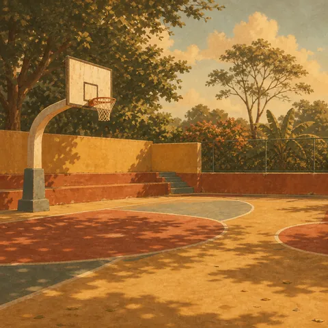 A friendly illustration showing ball court
