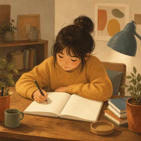 A friendly illustration showing homework