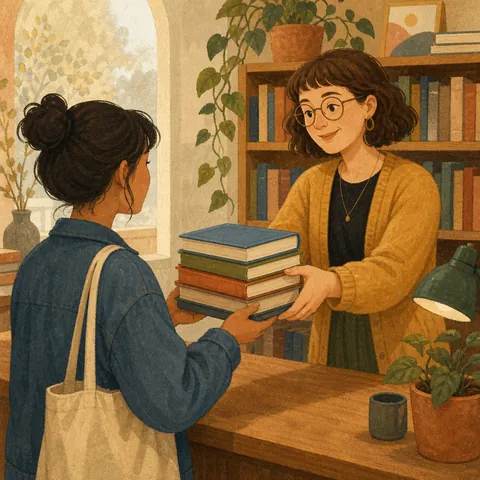 A friendly illustration showing to borrow
