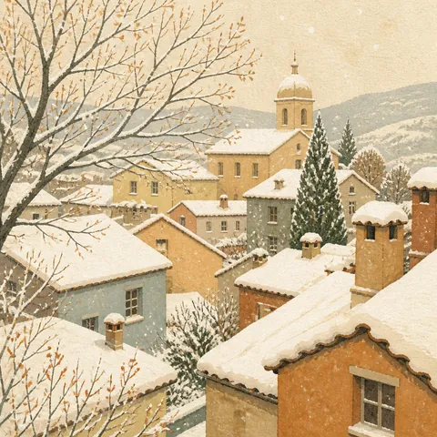 A friendly illustration showing winter