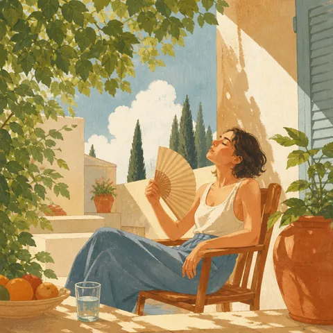 A friendly illustration showing summer