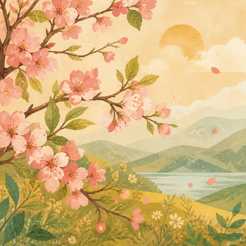 A friendly illustration showing spring