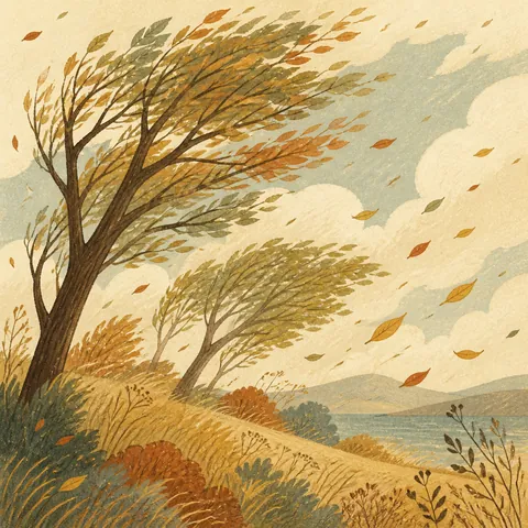 A friendly illustration showing wind