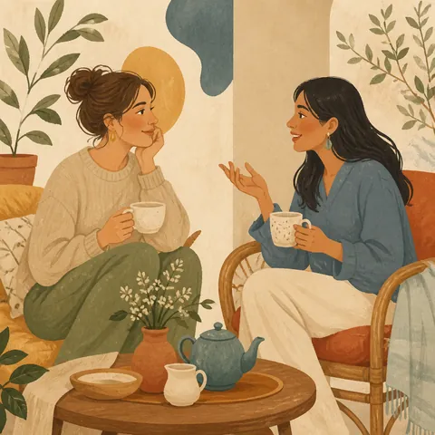 A friendly illustration showing to chat