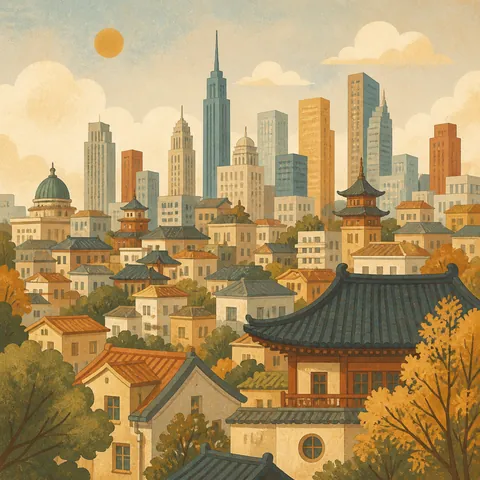 A friendly illustration showing city