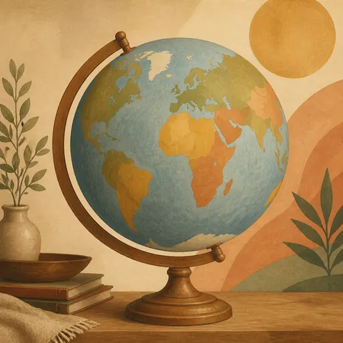 A friendly illustration showing world