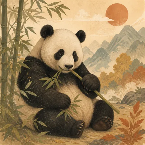 A friendly illustration showing giant panda